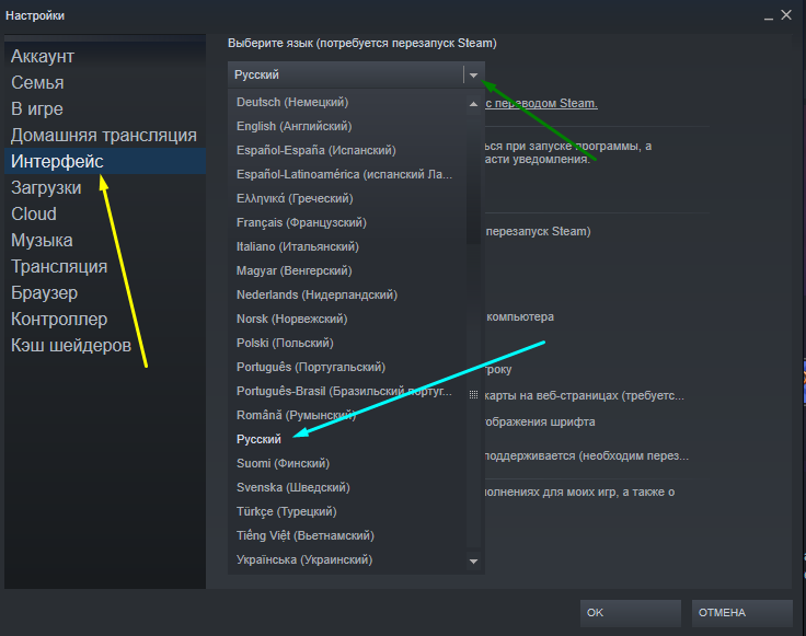 Настройки стим. Настройки в стиме. Как найти в стиме настройки. Русский стим.