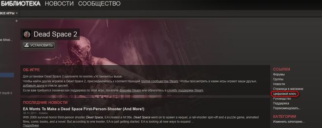 Посмтотреть цфровой ключ в Steam