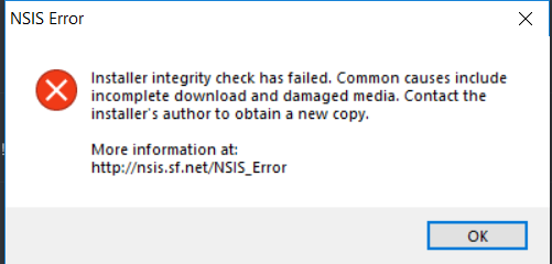 Windows 7 - NSIS error error launching installer