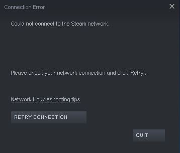 Ошибка Steam: Cloud not connect to steam network. В чем проблема