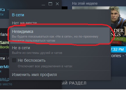 Как сделать, чтобы не было видно в какую игру играешь Steam