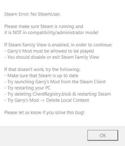 Создаю карту в Garry s Mod sdk, а она вылетает выдавая ошибку Engene error - no steam user