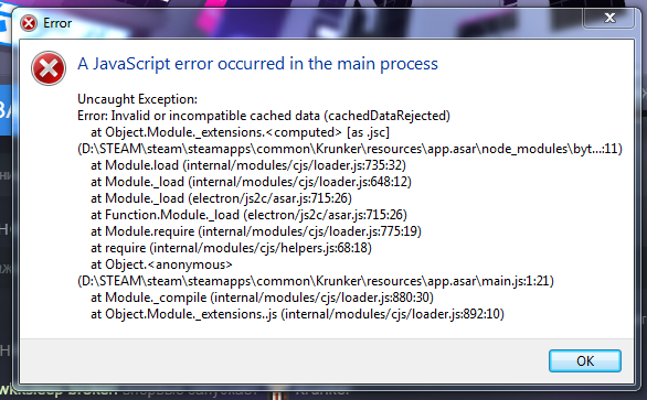 Ошибка при запуске игры в Steam Krunker