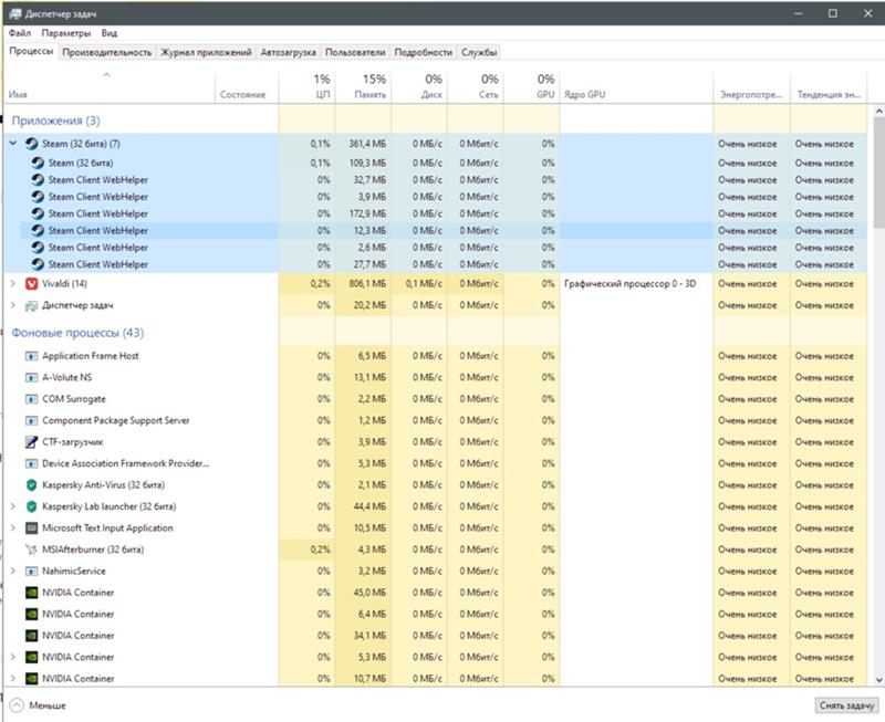 Стим жрёт много процессора