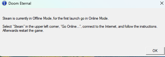 Как игру запустить DOOM Eternal запускаю пишет какой-то steam нужен